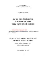 Dạy học tác phẩm văn chương ở trung học phổ thông (THPT) theo lí thuyết phản hồi người đọc (tt) 