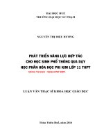 Phát triển năng lực hợp tác cho học sinh phổ thông qua dạy học phần hóa học phi kim lớp 11 THPT  (tt) 