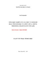 Tổng hợp, nghiên cứu cấu trúc và thăm dò hoạt tính sinh học của phức giữa 4 metylthiosemicacbazon isatin với Co(III) (tt) 
