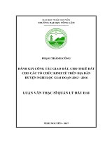 Đánh giá công tác giao đất, cho thuê đất cho các tổ chức kinh tế trên địa bàn huyện nghi lộc giai đoạn 2013 2016 