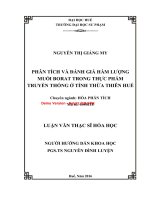 Phân tích và đánh giá hàm lượng muối borat trong thực phẩm truyền thống ở thừa thiên huế (tt) 