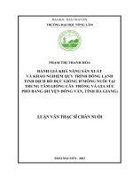 Đánh giá khả năng sản xuất tinh dịch và khảo nghiệm quy trình đông lạnh tinh dịch bò đực giống hmông nuôi tại trung tâm giống cây trồng và gia súc phó bảng (huyện đồng văn, tỉnh hà giang) 