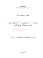 Phát triển tư duy hàm cho học sinh qua khái quát hóa mẫu hình (tt) 