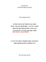 Sử dụng bài tập trong dạy học phần “quang hình học” vật lí 11 trung học phổ thông theo hướng bồi dưỡng năng lực giải quyết vấn đề cho học sinh  (tt) 