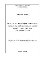 Quản trị rủi ro tín dụng khách hàng cá nhân tại ngân hàng TMCP đầu tư và phát triển việt nam  chi nhánh ban mê