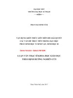 Vận dụng kiến thức liên môn để giải quyết các vấn đề thực tiễn trong dạy học phần sinh học vi sinh vật, sinh học 10 (tt) 