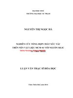 Nghiên cứu tổng hợp chất xúc tác trên nền vật liệu MCM 41 với nguồn silic từ tro trấu (tt) 