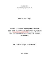 Nghiên cứu tổng hợp vật liệu MCM 41 biến tính bằng wolfram và ứng dụng làm xúc tác chuyển hóa lưu huỳnh trong nhiên liệu (tt) 