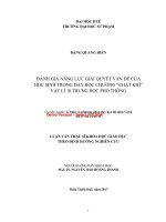 Đánh giá năng lực giải quyết vấn đề của học sinh trong dạy học chương “chất khí” vật lí 10 trung học phổ thông (tt) 