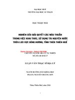 Nghiên cứu giải quyết các mâu thuẫn trong việc khai thác, sử dụng tài nguyên nước trên lưu vực sông hương, tỉnh thừa thiên huế (tt) 