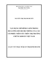 Vận dụng mô hình CAPM trong đo lường rủi ro hệ thống của các cổ phiếu niêm yết trên thị trường chứng khoán việt nam