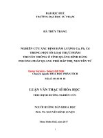 Nghiên cứu xác định hàm lượng cu, pb, cd trong một số loại thực phẩm truyền thống ở tỉnh quảng bình bằng phương pháp quang phổ hấp thụ nguyên tử (tt) 