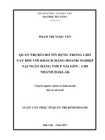 QUẢN TRỊ rủi RO tín DỤNG TRONG CHO VAY đối với KHÁCH HÀNG DOANH NGHIỆP tại NGÂN HÀNG TMCP sài gòn – CHI NHÁNH ĐẮKLẮK