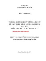 Tổ chức học sinh thiết kế sơ đồ tư duy để phát triển năng lực tự học trong dạy học phần sinh học cơ thể, sinh học 11  (tt) 