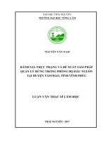 Đánh giá thực trạng và đề xuất giải pháp quản lý rừng trồng phòng hộ đầu nguồn tại huyện tam đảo, tỉnh vĩnh phúc 