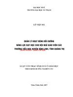 Quản lý hoạt động bồi dưỡng năng lực dạy học cho đội ngũ giáo viên các trường tiểu học huyện vĩnh linh, tỉnh quảng trị (tt) 