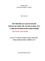 Phát triển năng lực tự học cho học sinh trong dạy học chương “mắt  các dụng cụ quang” vật lí 11 trung học phổ thông với việc sử dụng thí nghiệm (tt) 