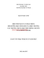 Biện pháp quản lý hoạt động bồi dưỡng học sinh giỏi của hiệu trưởng các trường trung học phổ thông chuyên vùng đông nam bộ  (tt) 