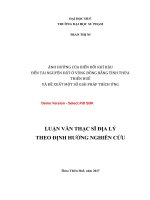 Ảnh hưởng của biến đổi khí hậu đến tài nguyên đất ở vùng đồng bằng tỉnh thừa thiên huế và đề xuất một số giải pháp thích ứng (tt) 