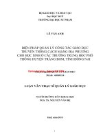 Biện pháp quản lý công tác giáo dục truyền thống cách mạng địa phương cho học sinh ở các trường trung học phổ thông ở huyện trảng bom, tỉnh đồng nai (tt) 