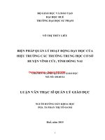 Biện pháp quản lý hoạt động dạy học của hiệu trưởng các trường THCS huyện vĩnh cửu, tỉnh đồng nai  (tt) 