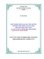 Một số biện pháp giáo dục môi trường cho học sinh thông qua dạy học phần hóa học đại cương và vô cơ lớp 11 trung học phổ thông (tt) 
