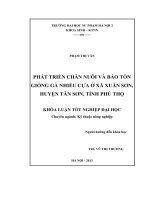 Phát triển chăn nuôi và bảo tồn giống gà nhiều cựa ở xã Xuân Sơn, huyện Tân Sơn, tỉnh Vĩnh Phúc