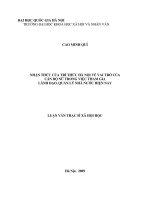 Nhận thức của trí thức Hà Nội về vai trò của cán bộ nữ trong việc tham gia lãnh đạo, quản lý nhà nước hiện nay