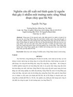 Nghiên cứu đề xuất mô hình quản lý nguồn thải gây ô nhiễm môi trường nước sông Nhuệ đoạn chảy qua Hà Nội