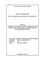 NGHIÊN cứu PHÂN TÍCH hàm LƯỢNG hàn THE TRONG THỰC PHẨM CHẢ lụa TRÊN địa bàn THÀNH PHỐ ĐỒNG hới 