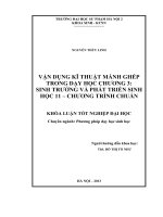 Vận dụng kỹ thuật mảnh ghép trong dạy học chương 3 Sinh trưởng và phát triển Sinh học 11- chương trình chuẩn
