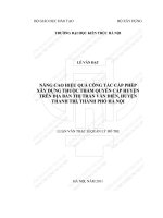 Nâng cao hiệu quả công tác cấp phép xây dựng thuộc thẩm quyền cấp huyện trên địa bàn thị trấn văn điển, huyện thanh trì, thành phố hà nội (tt) 