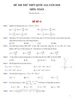 HOT ĐỀ THI THỬ TOÁN THPT QUỐC GIA 2018 (có lời giải chi tiết)