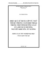 Hiệu quả sử dụng lớp từ, ngữ thuộc phong cách hội thoại trong thơ Nôm Đường luật của Hồ Xuân Hương, Nguyễn Khuyến, Tú Xương
