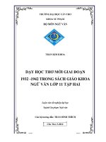 LUẬN văn sư PHẠM NGỮ văn dạy học THƠ mới GIAI đoạn 1932   1942 TRONG SÁCH GIÁO KHOA NGỮ văn lớp 11 tập HAI 