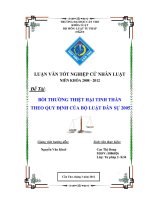 LUẬN văn LUẬT tư PHÁP bồi THƯỜNG THIỆT hại TINH THẦN THEO QUY ĐỊNH của bộ LUẬT dân sự 2005 