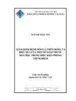 GIÁM ĐỊNH BỆNH đốm lá TRÊN HỒNG và HIỆU QUẢ của một số LOẠI THUỐC HOÁ học TRONG điều KIỆN PHÒNG THÍ NGHIỆM 