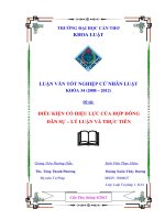 LUẬN văn LUẬT tư PHÁP điều KIỆN có HIỆU lực của hợp ĐỒNG dân sự – lý LUẬN và THỰC TIỄN 