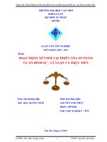 LUẬN văn LUẬT tư PHÁP HOẠT ĐỘNG xét hỏi tại PHIÊN tòa sơ THẨM vụ án HÌNH sự – lý LUẬN và THỰC TIỄN 