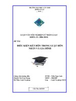 LUẬN văn LUẬT tư PHÁP điều KIỆN kết hôn TRONG LUẬT hôn NHÂN và GIA ĐÌNH 