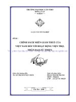 LUẬN văn LUẬT tư PHÁP CHÍNH SÁCH MIỄN GIẢM THUẾ của VIỆT NAM đối với HOẠT ĐỘNG VIỆN TRỢ, NHÂN đạo,từ THIỆN 