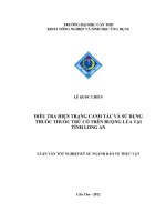 ĐIỀU TRA HIỆN TRẠNG CANH tác và sử DỤNG THUỐC THUỐC TRỪ cỏ TRÊN RUỘNG lúa tại TỈNH LONG AN 