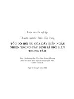 LUẬN văn sư PHẠM TOÁN tốc độ hội tụ của dãy BIÊN NGẪU NHIÊN TRONG các ĐỊNH lí GIỚI hạn TRUNG tâm 