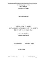 LUẬN văn sư PHẠM NGỮ văn TƯƠNG ĐỒNG và dị BIỆT GIỮA bộ SÁCH GIÁO KHOA NGỮ văn 10 tập 1 bộ cơ bản và bộ NÂNG CAO 