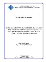 ĐÁNH GIÁ KHẢ NĂNG hạn CHẾ BỆNH hại lúa của DỊCH TRÍCH cỏ cứt HEO và cỏ hôi tại HUYỆN cờ đỏ   TP  cần THƠ, vụ hè THU 2010 
