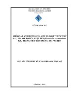 KHẢO sát ẢNH HƯỞNG của một số LOẠI THUỐC TRỪ sâu đối với bọ rùa 6 vệt ĐEN (menochilus sexmaculatus fab ) TRONG điều KIỆN PHÒNG THÍ NGHIỆM 