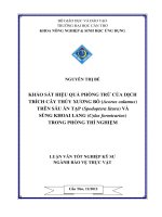 KHẢO sát HIỆU QUẢ PHÒNG TRỪ của DỊCH TRÍCH cây THỦY XƢƠNG bồ (acorus calamus) TRÊN sâu ăn tạp (spodoptera litura) và SÙNG KHOAI LANG TRONG PHÒNG THÍ NGHIỆM 
