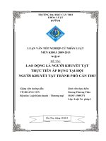 LUẬN văn LUẬT tư PHÁP LAO ĐỘNG là NGƯỜI KHUYẾT tật THỰC TIỄN áp DỤNG tại hội NGƯỜI KHUYẾT tật THÀNH PHỐ cần THƠ 