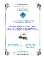LUẬN văn sư PHẠM vật lý PHÁT HUY TÍNH TÍCH cực HOẠT ĐỘNG NHẬN THỨC của học SINH KHI GIẢNG dạy CHƯƠNG II  DAO ĐỘNG cơ, vật lí 12 NÂNG CAO 