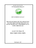 Một số giải pháp chủ yếu nhằm nâng cao thu nhập cho hộ nông dân tại huyện Mường May, tỉnh Phông Saly, nước Cồng hòa Dân chủ Nhân dân Lào (Luận văn thạc sĩ)